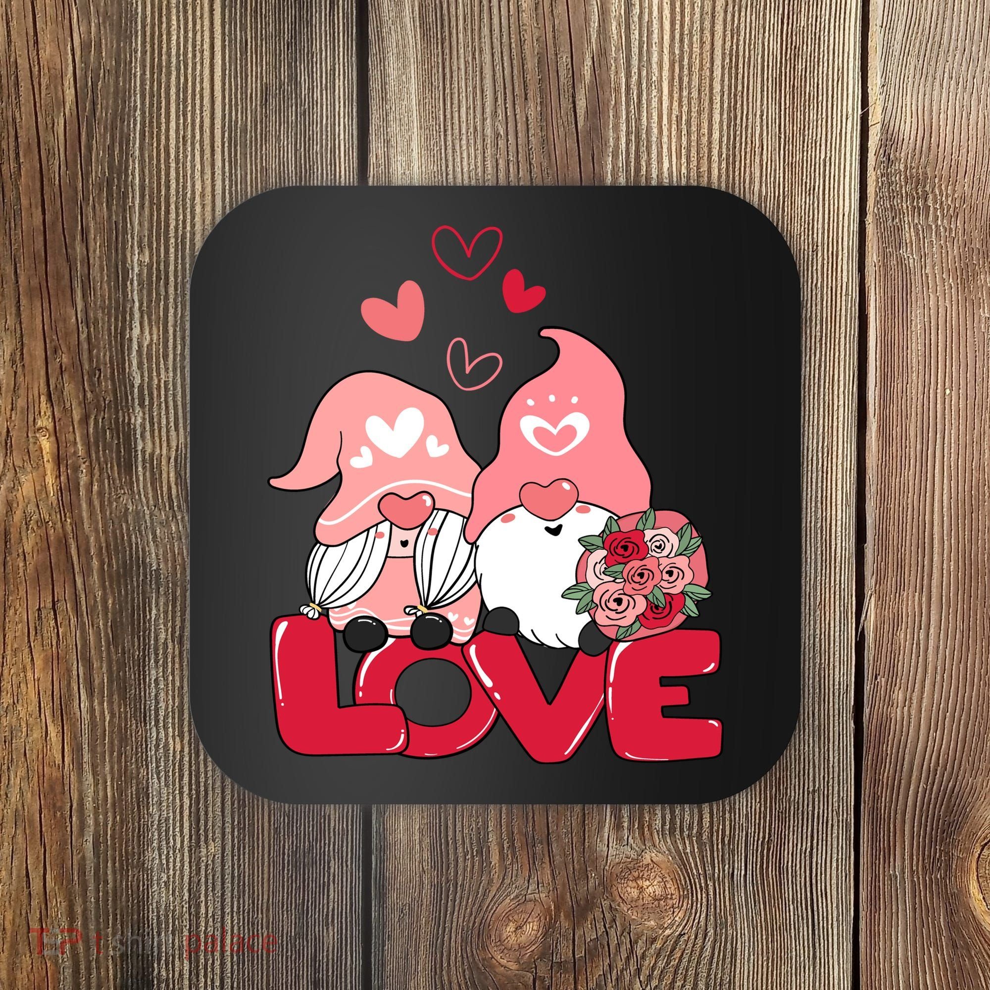 Love Romantic Gnome Couple Valentines Day Coaster