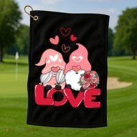 Love Romantic Gnome Couple Valentines Day Golf Towel thumb 1