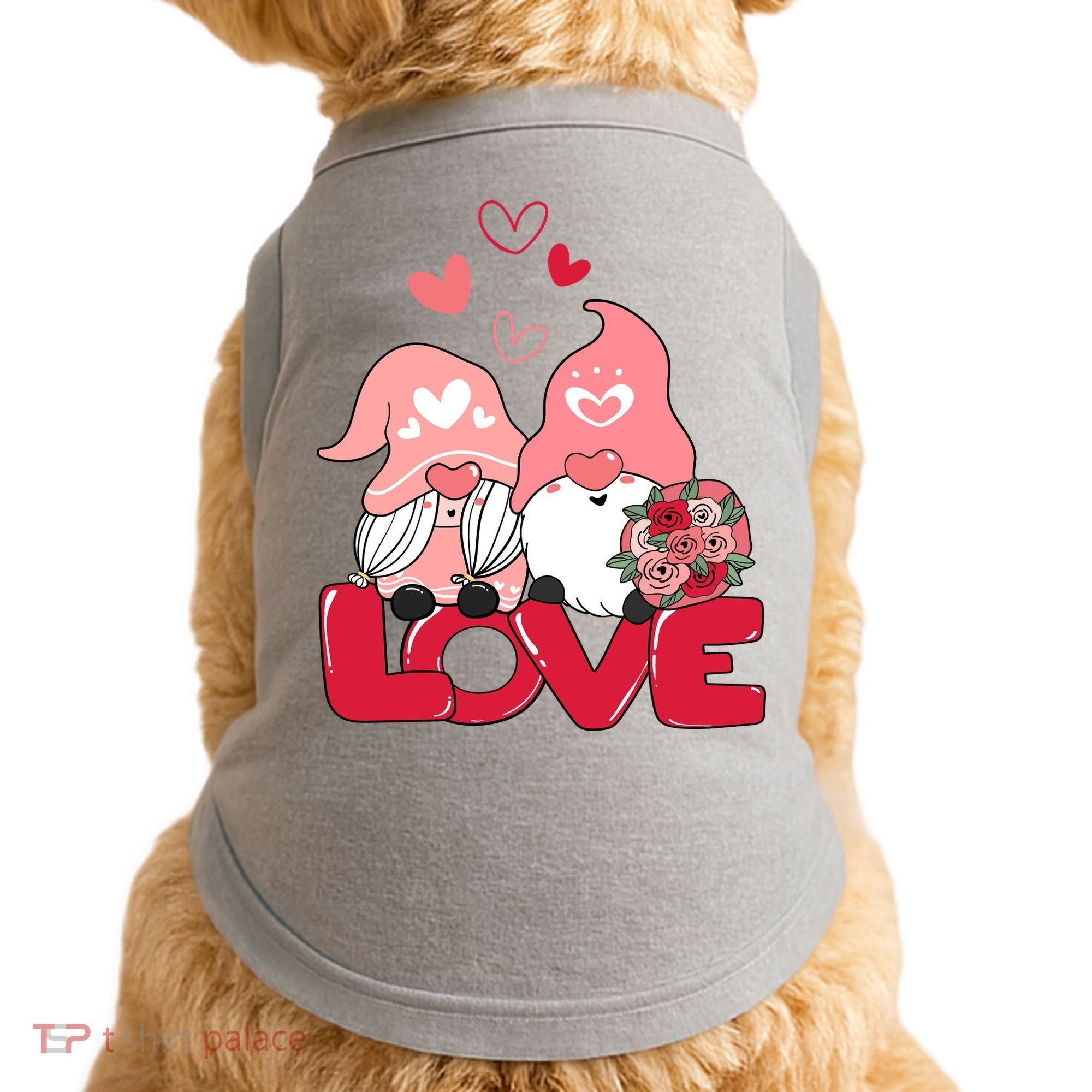 Love Romantic Gnome Couple Valentines Day Doggie Tank