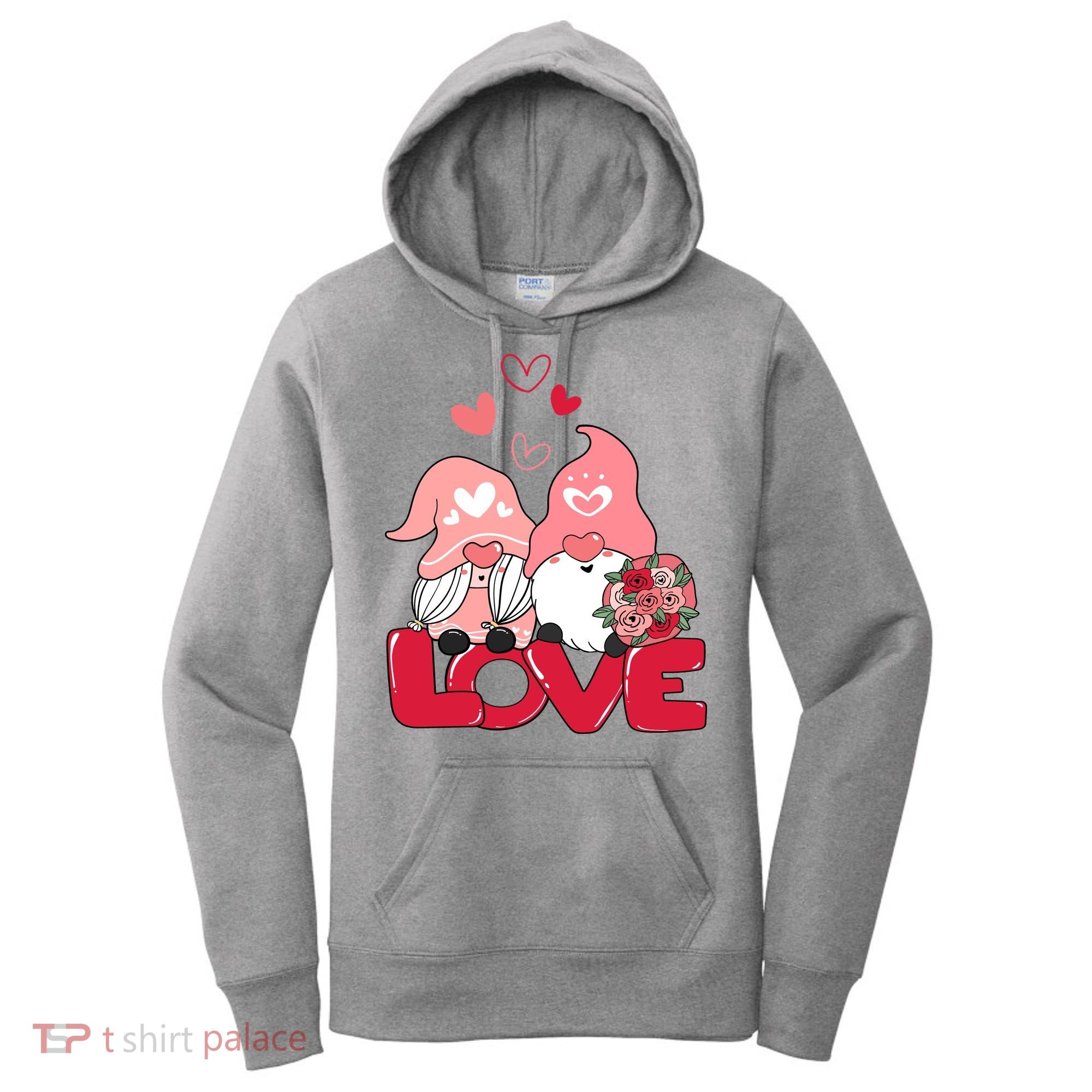 Love Romantic Gnome Couple Valentines Day Women's Hoodie
