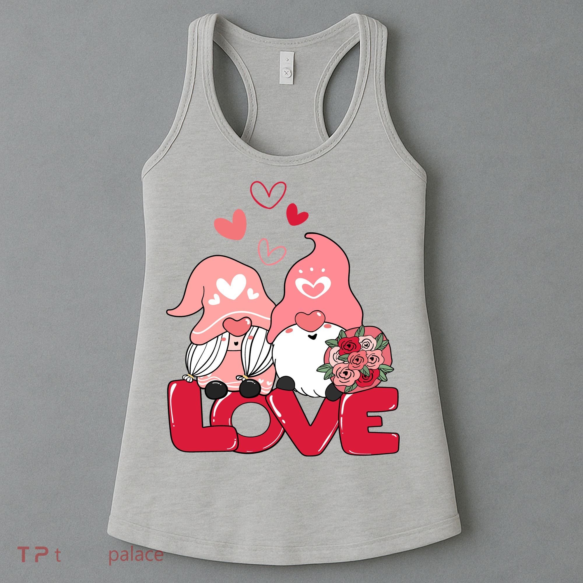 Love Romantic Gnome Couple Valentines Day Women's Tank Top