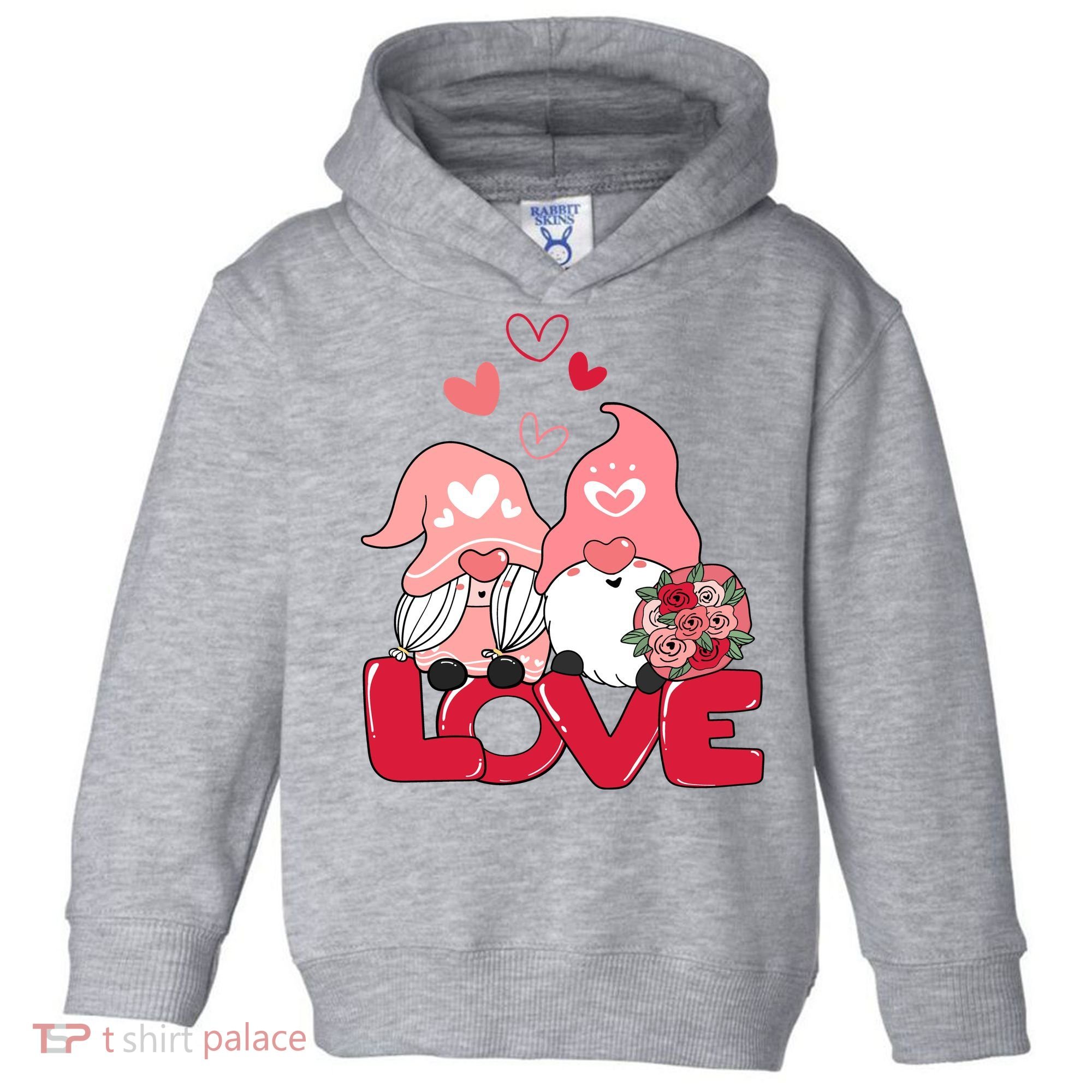 Love Romantic Gnome Couple Valentines Day Toddler Hoodie