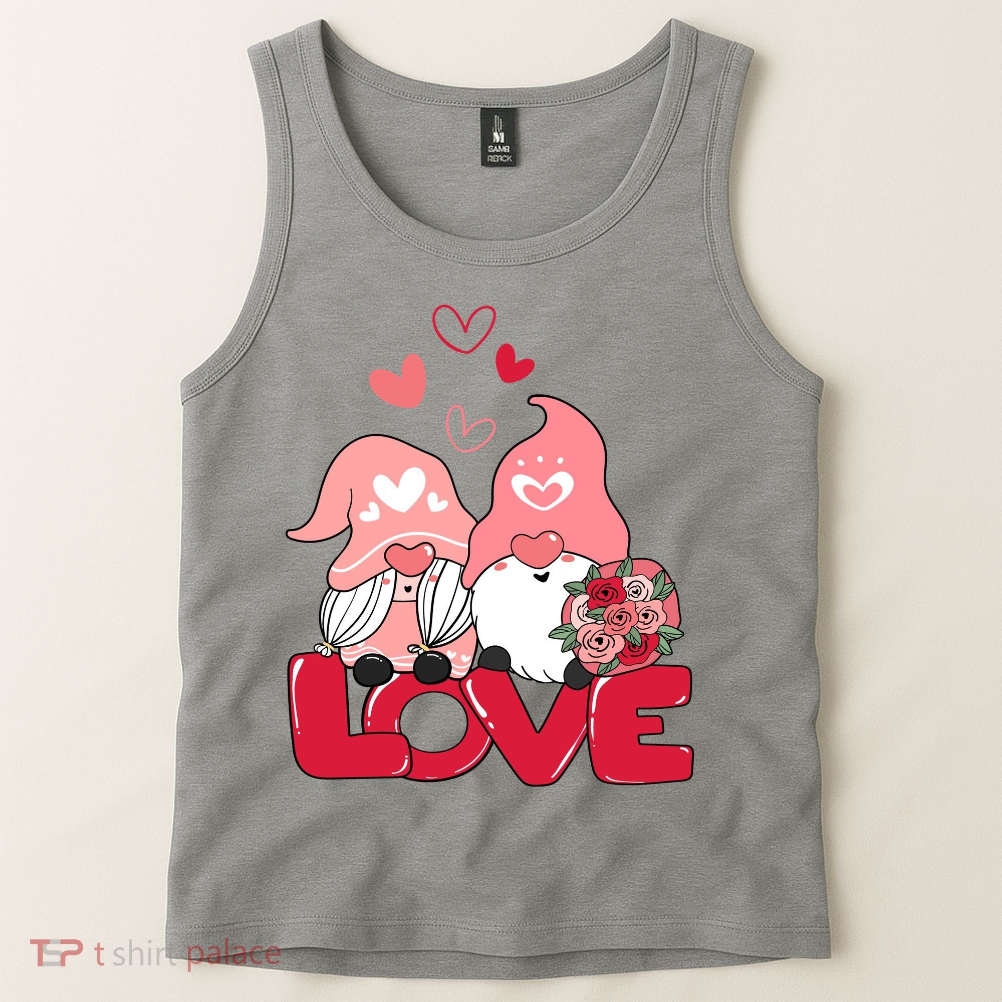 Love Romantic Gnome Couple Valentines Day Tank Top