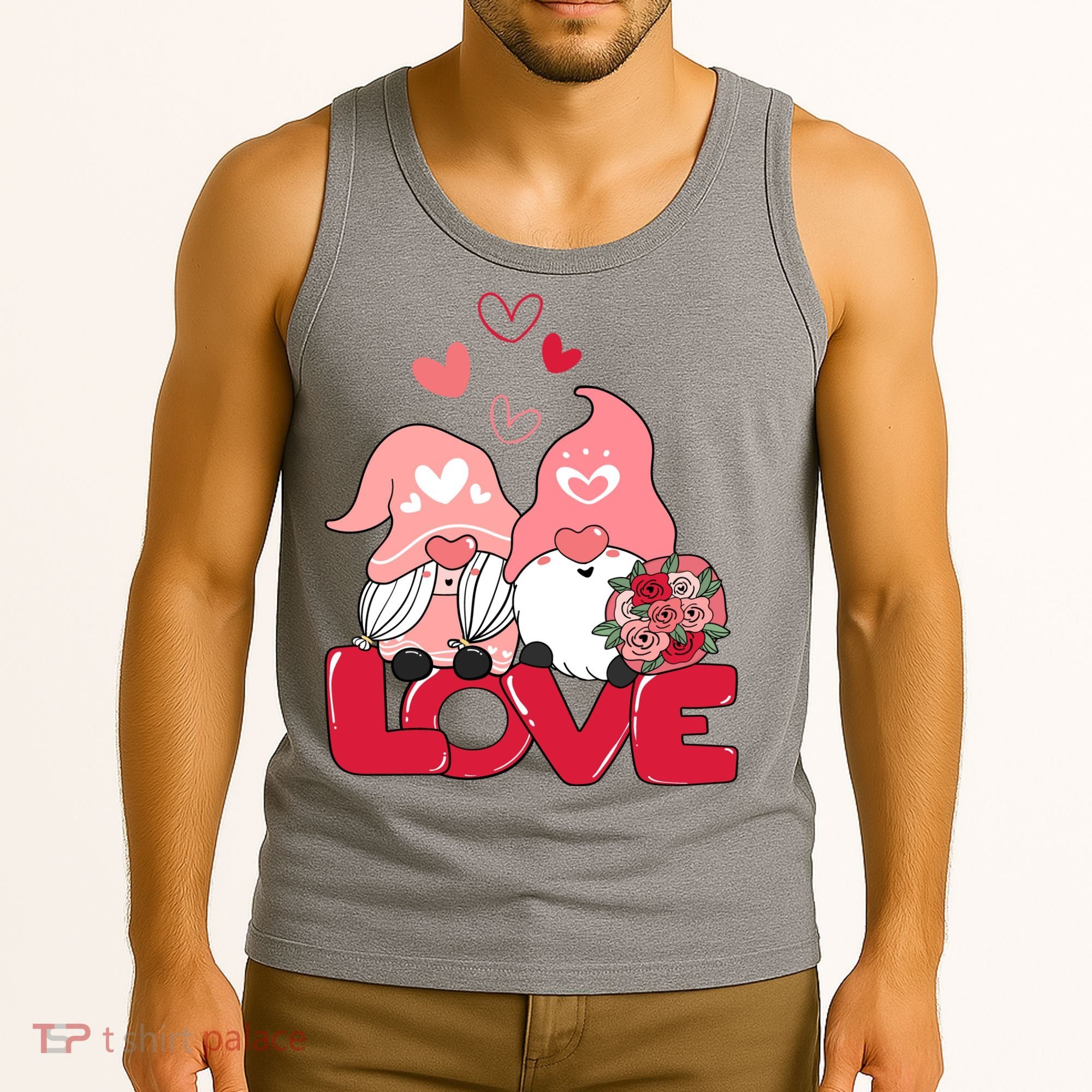 Love Romantic Gnome Couple Valentines Day Tank Top