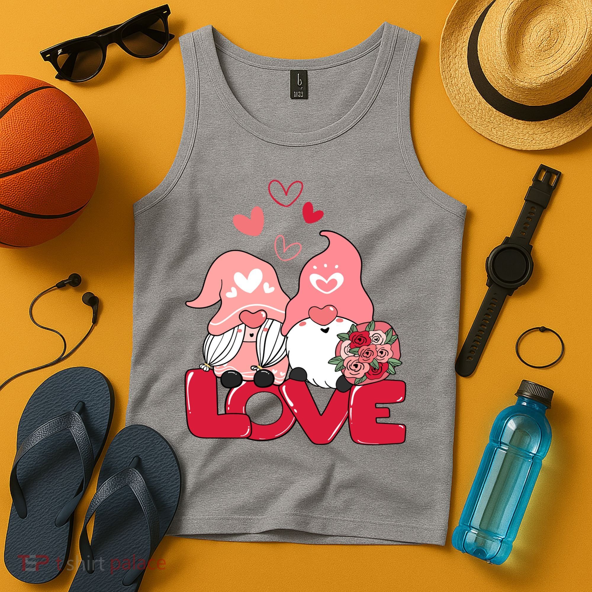 Love Romantic Gnome Couple Valentines Day Tank Top