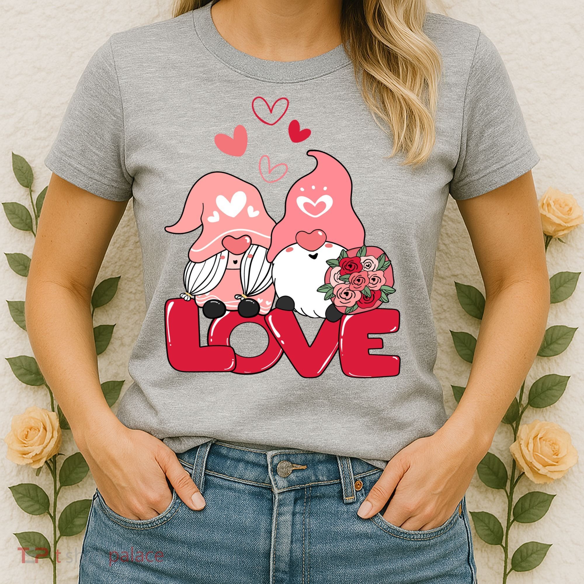 Love Romantic Gnome Couple Valentines Day Women's T-Shirt