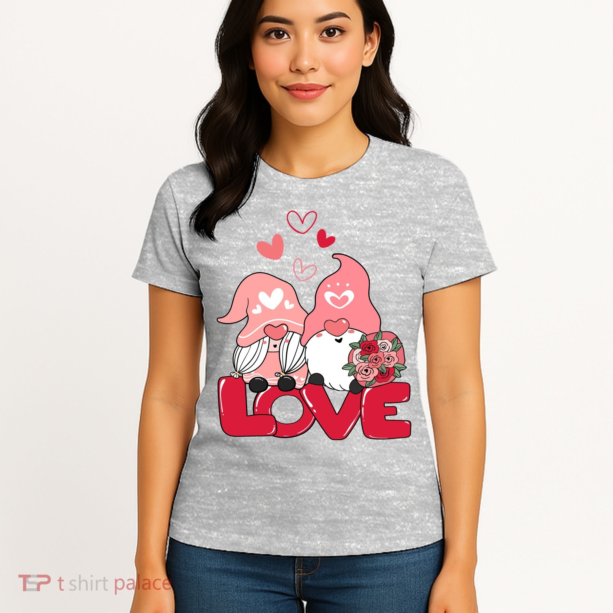 Love Romantic Gnome Couple Valentines Day Women's T-Shirt