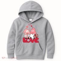 Love Romantic Gnome Couple Valentines Day Kids Hoodie thumb 0