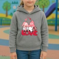 Love Romantic Gnome Couple Valentines Day Kids Hoodie thumb 3