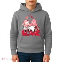 Love Romantic Gnome Couple Valentines Day Kids Hoodie thumb 4