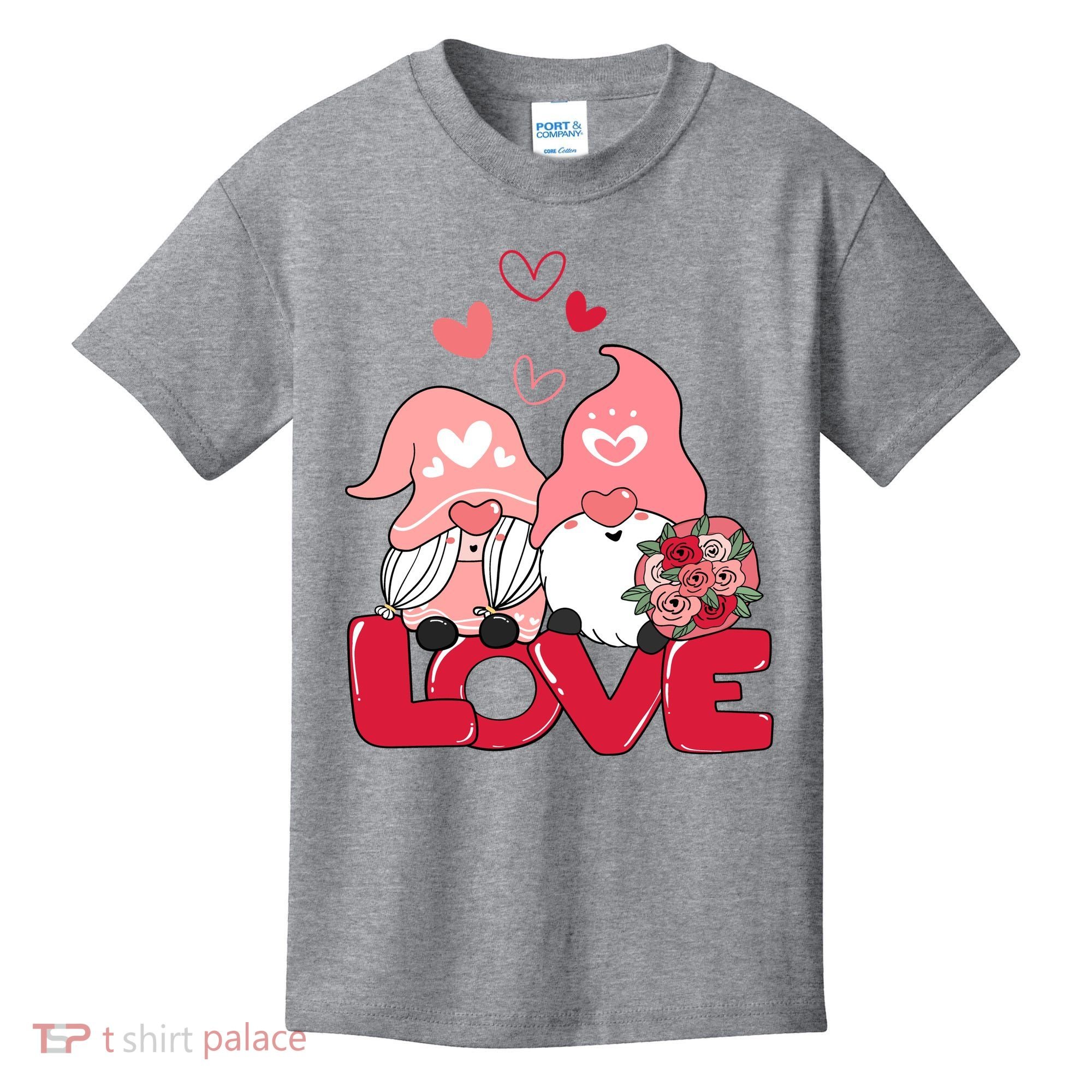 Love Romantic Gnome Couple Valentines Day Kids T-Shirt