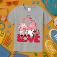 Love Romantic Gnome Couple Valentines Day Kids T-Shirt thumb 3