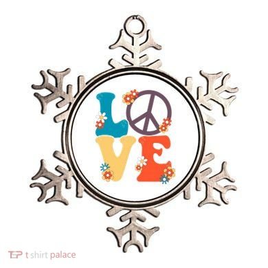Love Retro Hippie Floral Peace Sign Ornament
