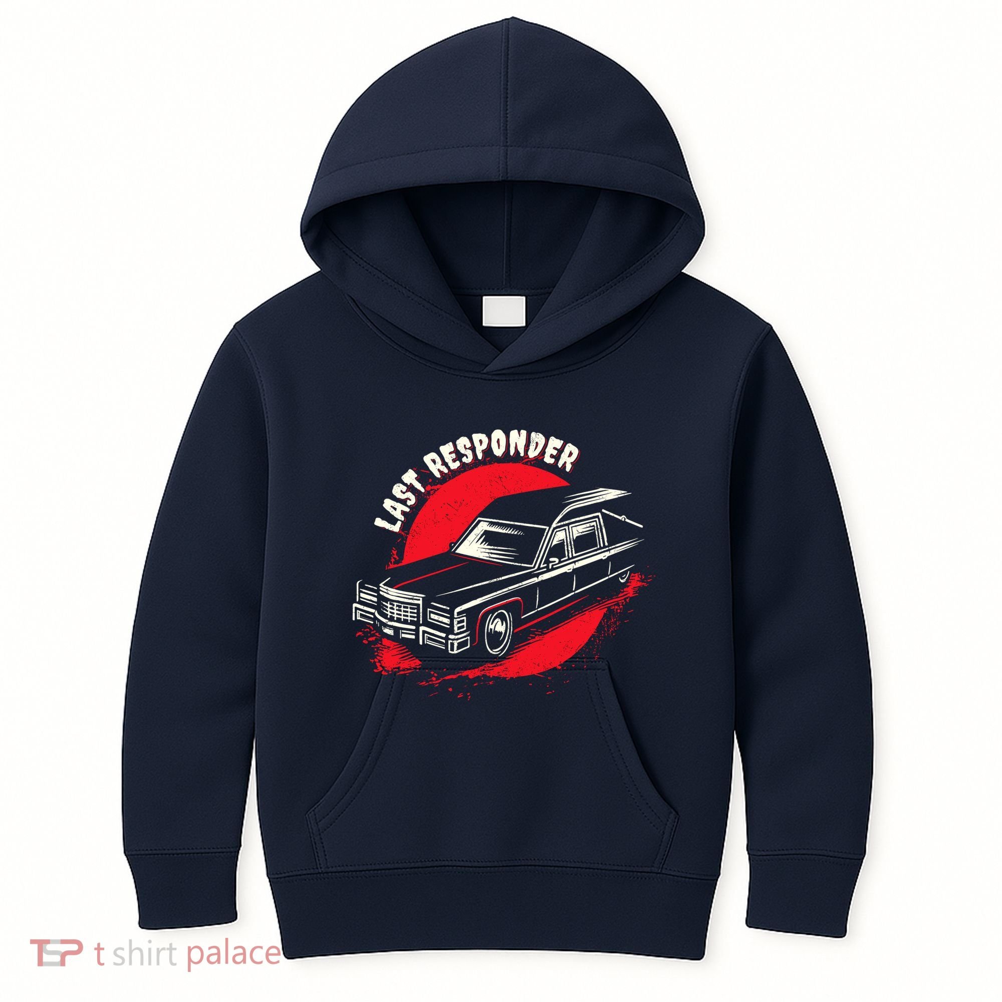 Last Responder Hearse Death Funny Dark Humor Morbid Alt Goth Kids Hoodie