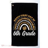 Leopard Rainbow Happy First Day Of 6Th Grade Funny Gift Golf Towel thumb 0