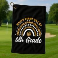 Leopard Rainbow Happy First Day Of 6Th Grade Funny Gift Golf Towel thumb 1