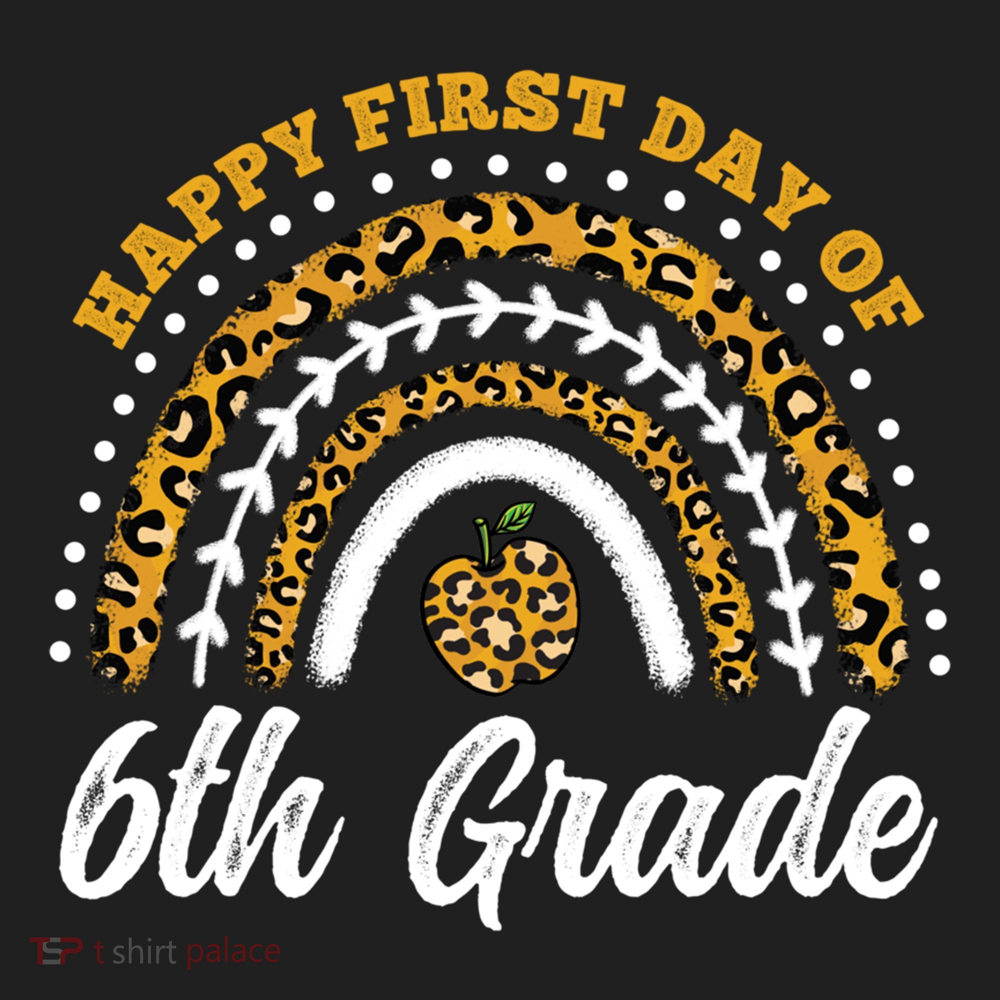 Leopard Rainbow Happy First Day Of 6Th Grade Funny Gift Golf Towel