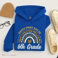 Leopard Rainbow Happy First Day Of 6Th Grade Funny Gift Hoodie thumb 4
