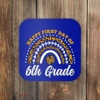 Leopard Rainbow Happy First Day Of 6Th Grade Funny Gift Coaster thumb 0