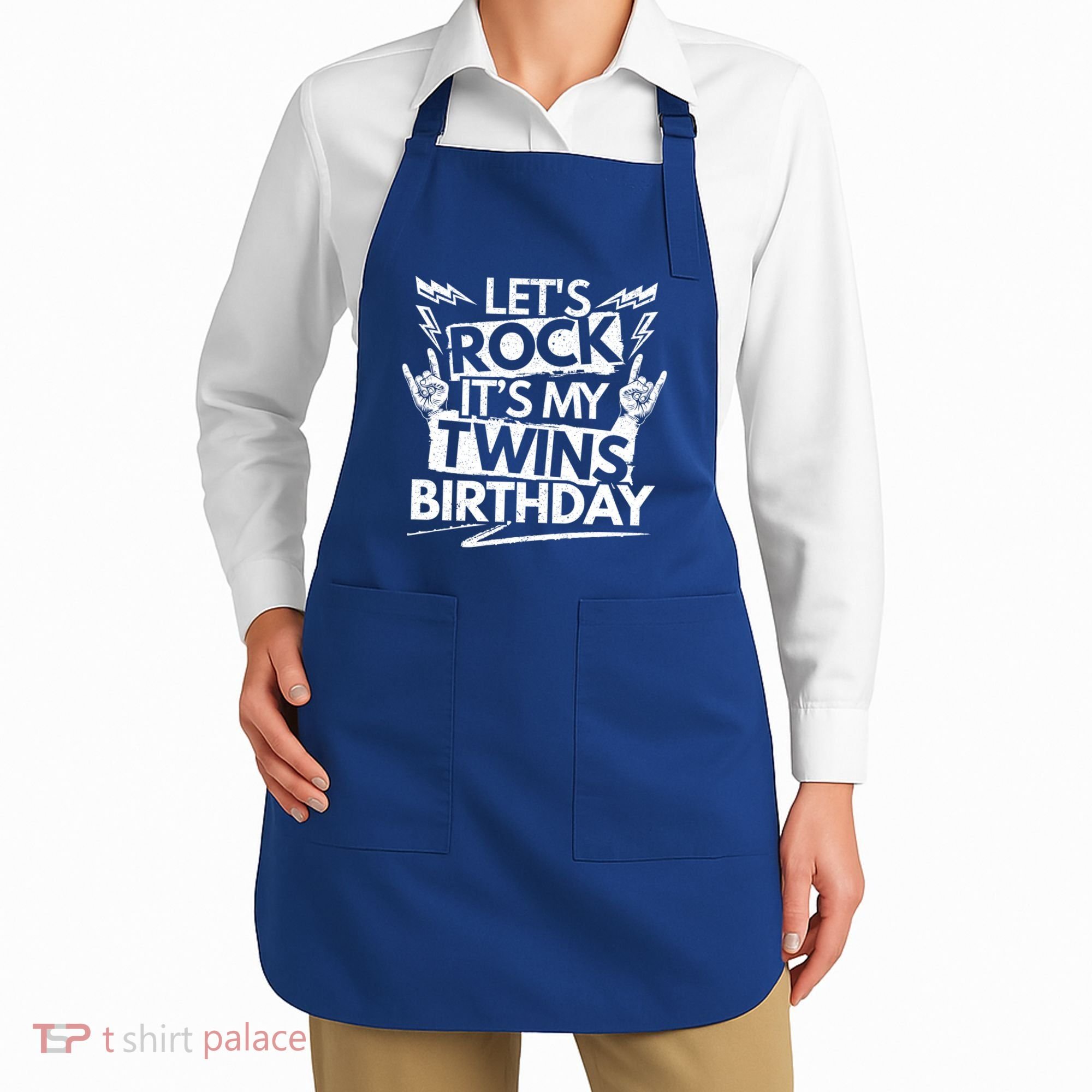 Lets Rock Its My Twins Birthdaytwin Dad And Twin Mom Funny Gift Apron