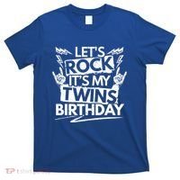 Lets Rock Its My Twins Birthdaytwin Dad And Twin Mom Funny Gift T-Shirt thumb 0
