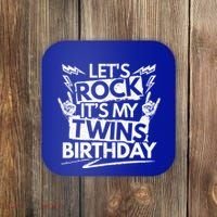 Lets Rock Its My Twins Birthdaytwin Dad And Twin Mom Funny Gift Coaster thumb 0