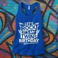 Lets Rock Its My Twins Birthdaytwin Dad And Twin Mom Funny Gift Women's Tank Top thumb 3