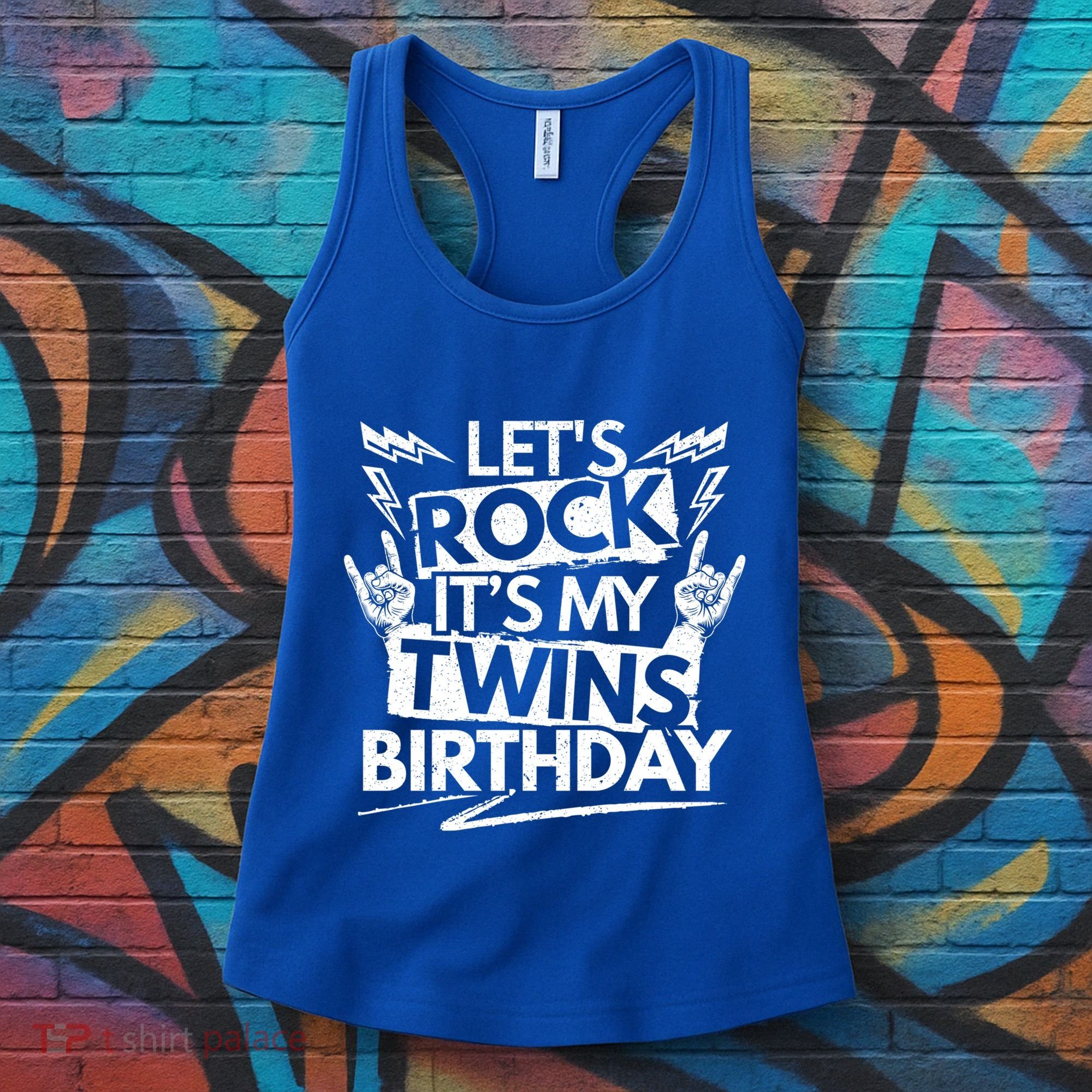 Lets Rock Its My Twins Birthdaytwin Dad And Twin Mom Funny Gift Women's Tank Top