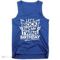 Lets Rock Its My Twins Birthdaytwin Dad And Twin Mom Funny Gift Tank Top thumb 0