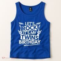 Lets Rock Its My Twins Birthdaytwin Dad And Twin Mom Funny Gift Tank Top thumb 2