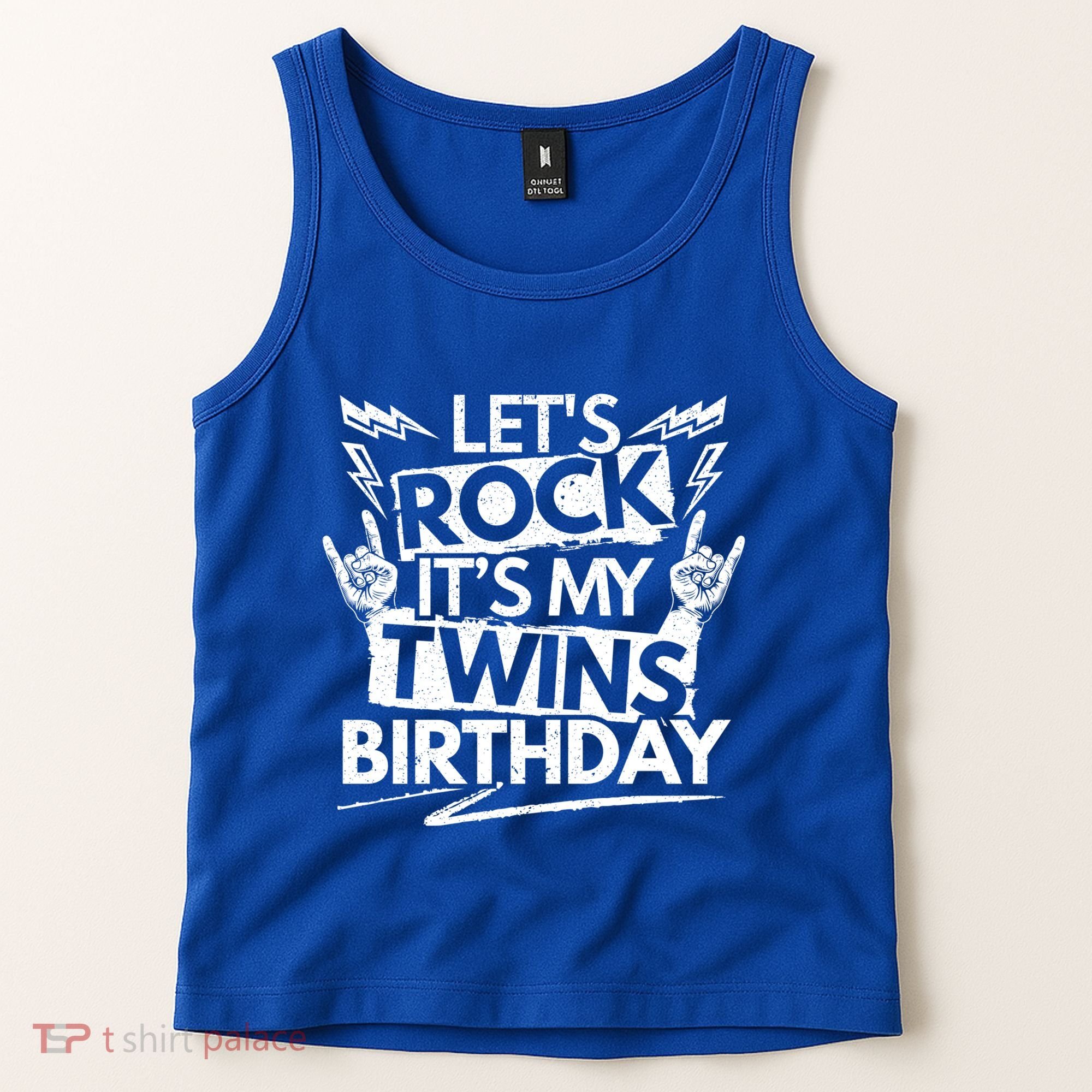 Lets Rock Its My Twins Birthdaytwin Dad And Twin Mom Funny Gift Tank Top