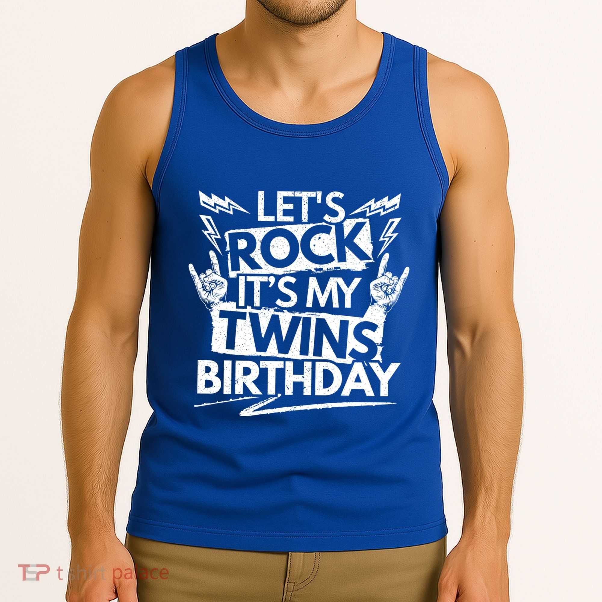 Lets Rock Its My Twins Birthdaytwin Dad And Twin Mom Funny Gift Tank Top