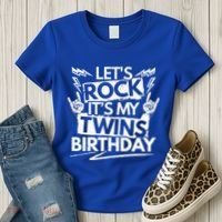 Lets Rock Its My Twins Birthdaytwin Dad And Twin Mom Funny Gift Women's T-Shirt thumb 3