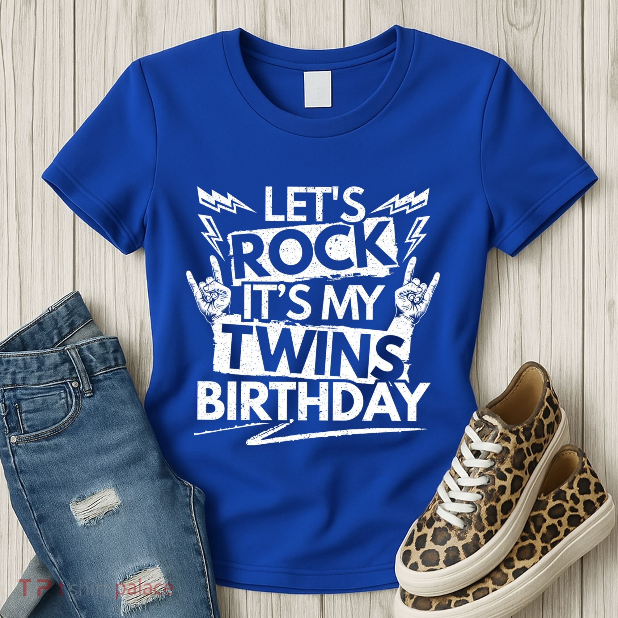 Lets Rock Its My Twins Birthdaytwin Dad And Twin Mom Funny Gift Women's T-Shirt