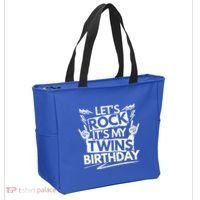 Lets Rock Its My Twins Birthdaytwin Dad And Twin Mom Funny Gift Tote Bag thumb 2