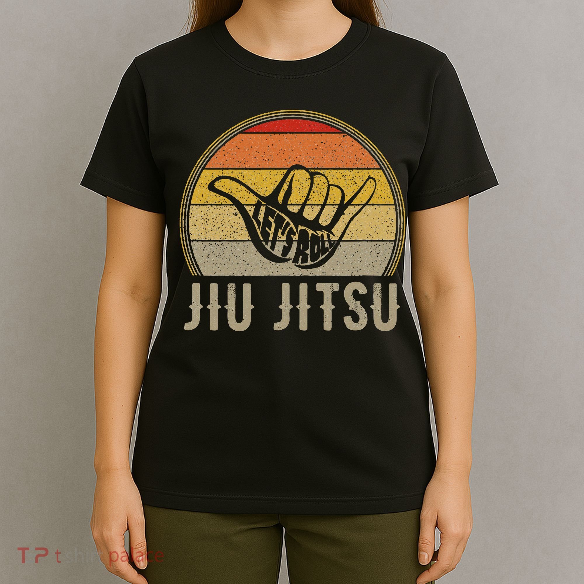LetS Roll Jiu Jitsu Hand Vintage Sunset T-Shirt
