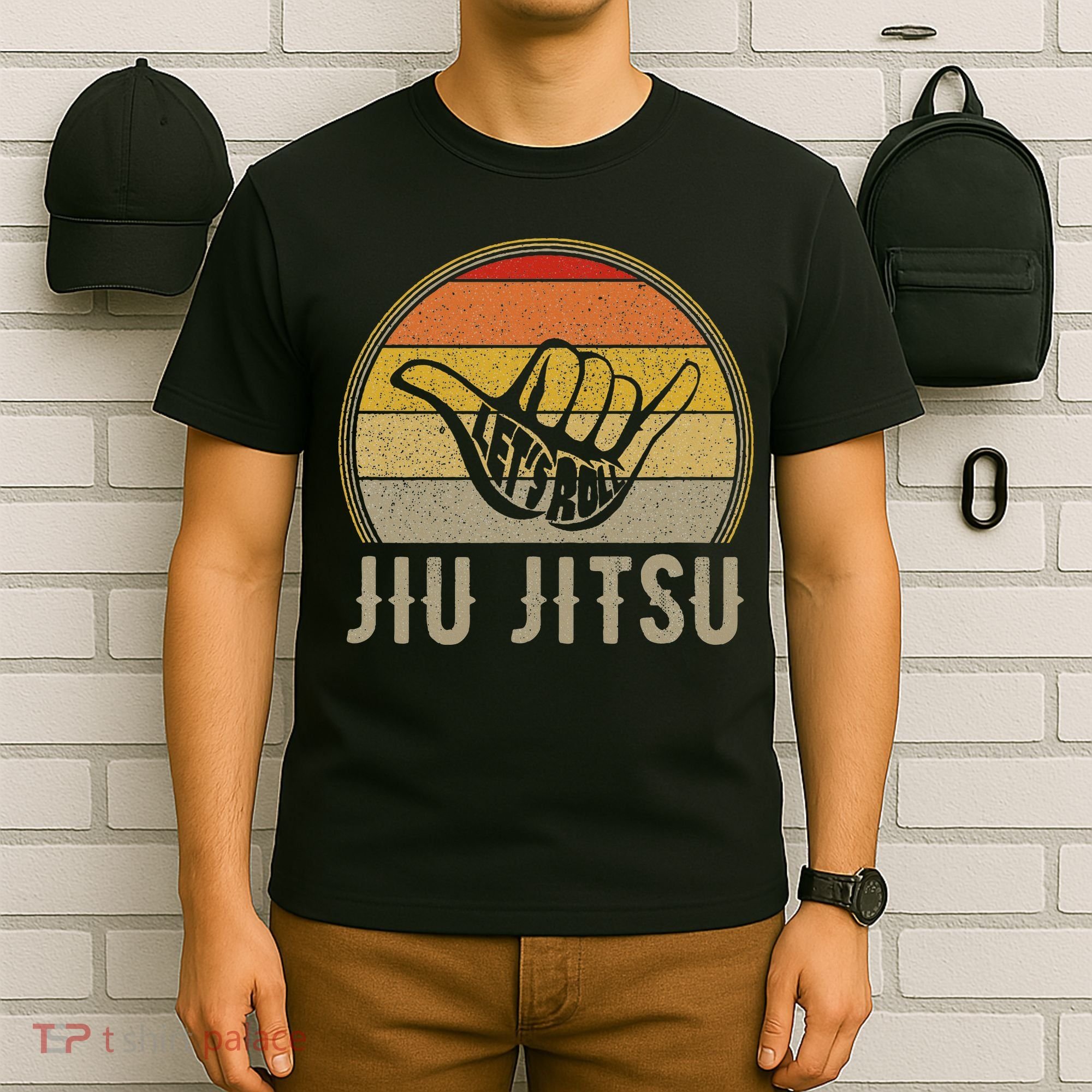 LetS Roll Jiu Jitsu Hand Vintage Sunset T-Shirt