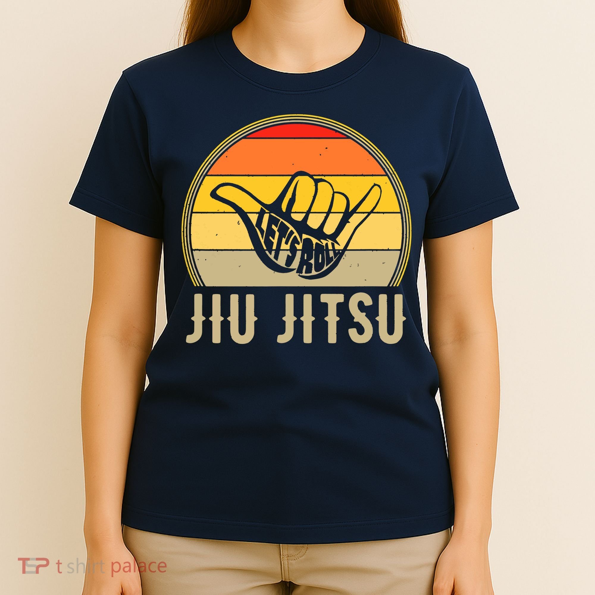 Let's Roll Jiu Jitsu Hand Vintage Sunset Funny Martial Arts T-Shirt