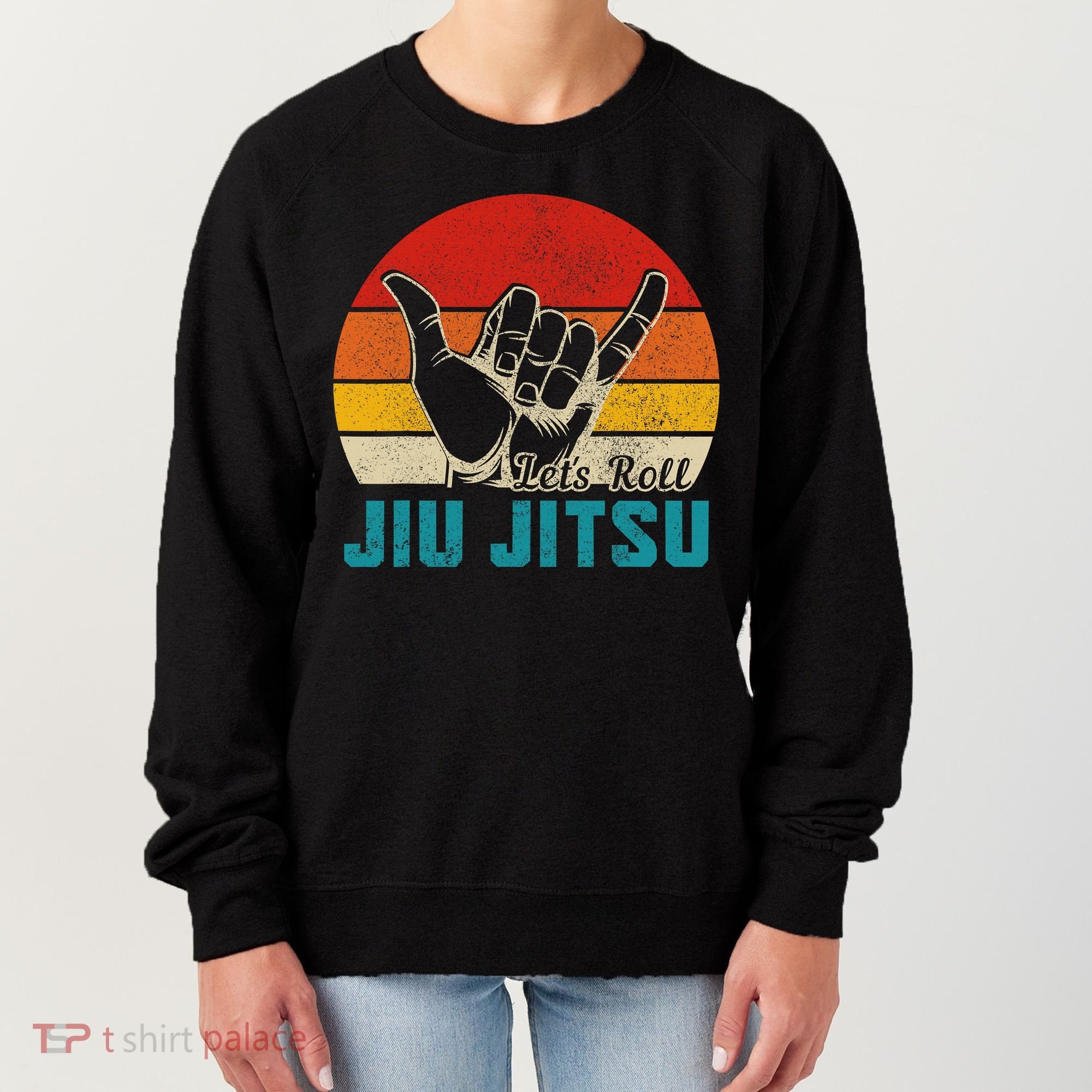Let's Roll Jiu Jitsu MMA Retro Sunset Funny BJJ Fighter Women's Sweatshirt