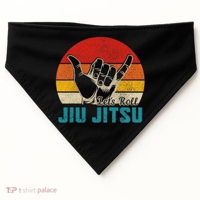 Let's Roll Jiu Jitsu MMA Retro Sunset Funny BJJ Fighter USA-Made Doggie Bandana