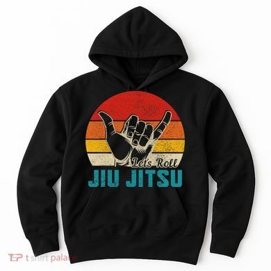 Let's Roll Jiu Jitsu MMA Retro Sunset Funny BJJ Fighter Hoodie