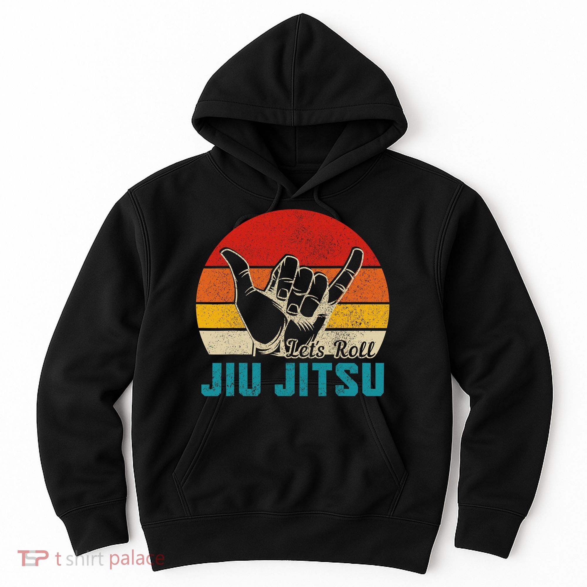 Let's Roll Jiu Jitsu MMA Retro Sunset Funny BJJ Fighter Hoodie