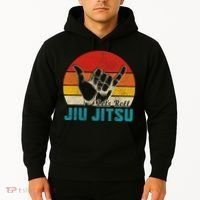 Let's Roll Jiu Jitsu MMA Retro Sunset Funny BJJ Fighter Hoodie thumb 2