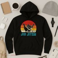 Let's Roll Jiu Jitsu MMA Retro Sunset Funny BJJ Fighter Hoodie thumb 3
