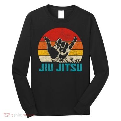 Let's Roll Jiu Jitsu MMA Retro Sunset Funny BJJ Fighter Long Sleeve Shirt