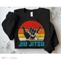 Let's Roll Jiu Jitsu MMA Retro Sunset Funny BJJ Fighter Sweatshirt thumb 2