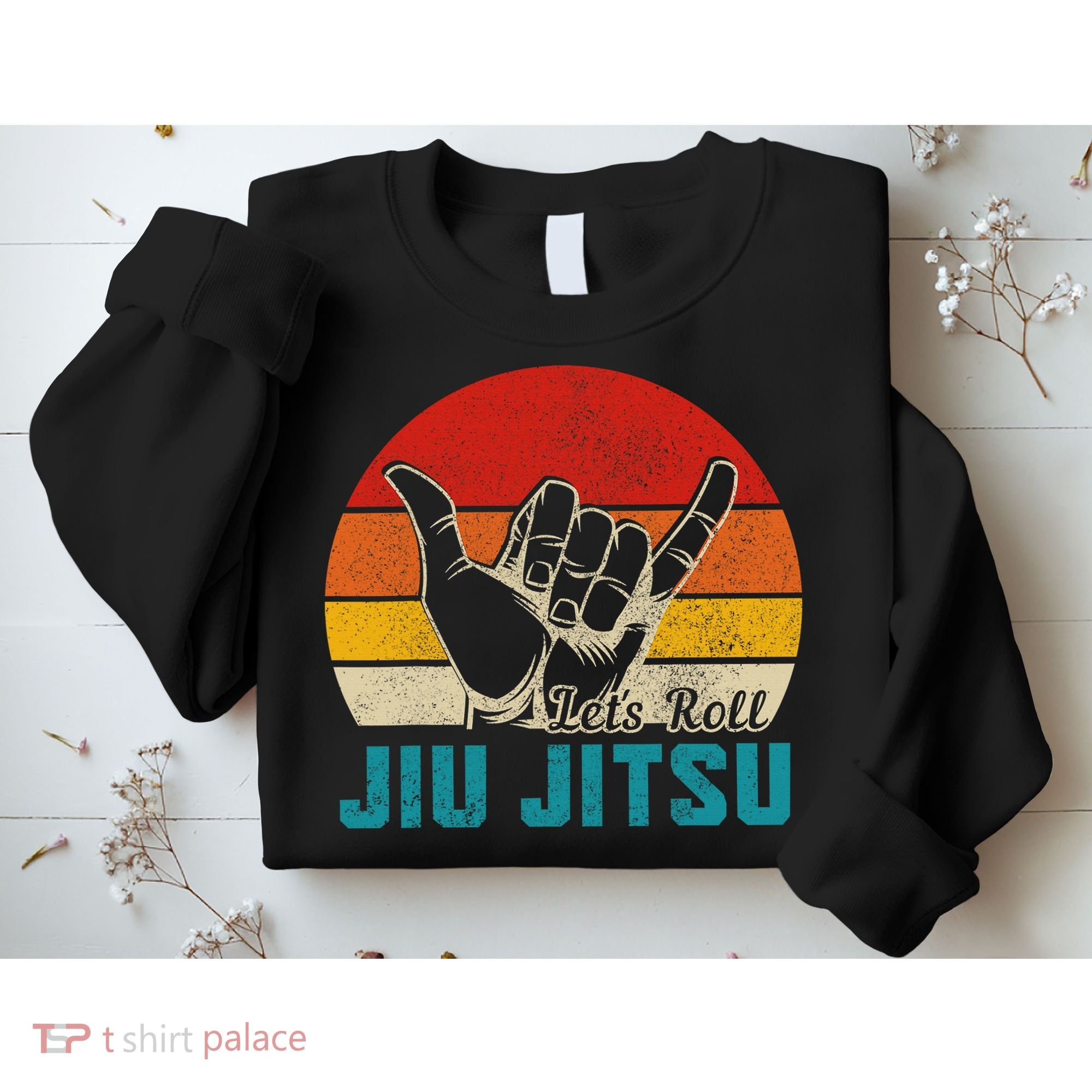 Let's Roll Jiu Jitsu MMA Retro Sunset Funny BJJ Fighter Sweatshirt