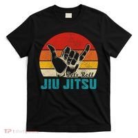 Let's Roll Jiu Jitsu MMA Retro Sunset Funny BJJ Fighter T-Shirt thumb 0
