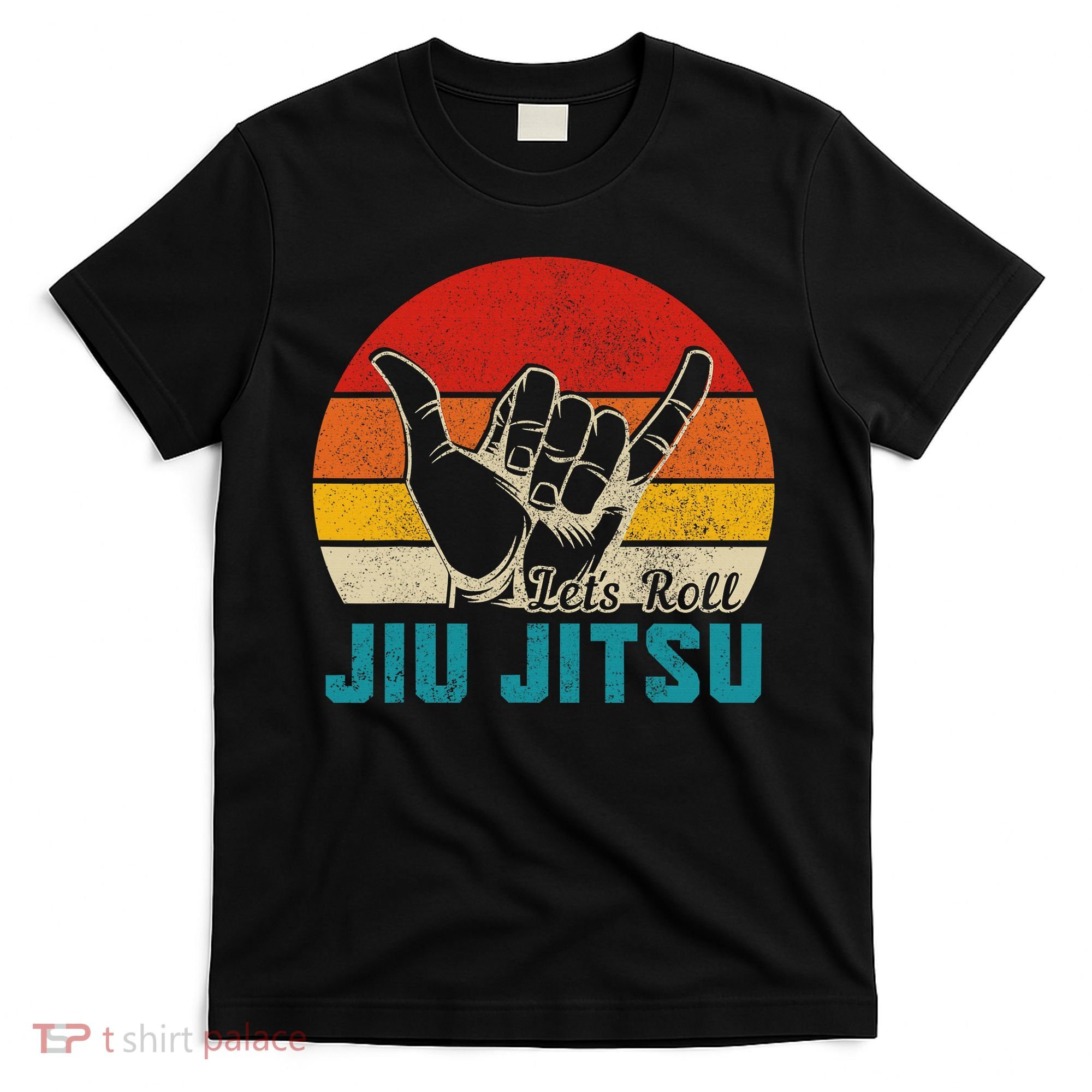 Let's Roll Jiu Jitsu MMA Retro Sunset Funny BJJ Fighter T-Shirt