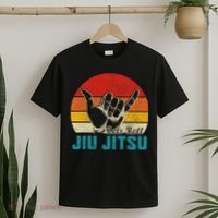 Let's Roll Jiu Jitsu MMA Retro Sunset Funny BJJ Fighter T-Shirt thumb 2